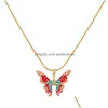 Pendant Necklaces Exquisite Enamel Butterfly Necklace For Women Charm Elegant Clavicle Chain Accessories Jewelry Gift Drop Delivery Pe Dh82Q