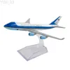 Aircraft Modle 1/400 Scale Alloy Aircraft Boeing 747 Air Force One 16cm Eloy Plan B747 Model Barn Barn Gåva för insamlingsdekoration YQ240401