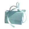 Geschenkverpackung 25 teile/los Box Blau Rosa Handtasche Taschen mit Griffen Tragbare Party Hochzeit Gunsten Süßigkeitskästen Babyparty