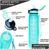 Bottiglie d'acqua 32 once sport motivazionali portatili con tazza a prova di perdite per produttore di tempo per esterno sport fitness bpa drop drop dhcle