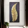 Big Golden Leaves Oil Painting Abstract Canvas Art Mural Living Room Slaapkamer Huisdecor 100% Handgeschilderde moderne muurkunst