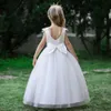 Formale Tüll Blume Brautjungfer Mädchen Kleid Vestido Weiß Hochzeit Prinzessin Prom Kinder Party Kleider Für Bogen Geburtstag Kostüm 240318