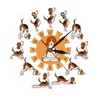 Zegary ścienne kreskówkowe pies robiący pozycję jogi 12 cali do życia w celu czytania środowiska spania i pracy dekoracja zabawna