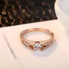 Cluster Rings Korean Micro Inlaid Round Zircon Ring Women Rose Gold Plated Engagement Jewelry Gift Lover Wedding Size Us5-11