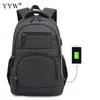 Backpack USB Phone Men Canvas Laptop Large Travel School Bags Male Black Grey Men'S High Quality Simple Bookbags