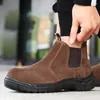 Boots Big Size Men Casual Steel Toe Cap Working Safety Cow Suede Leather Worker Security Shoes Ankle Safe Botas Protect Footwear