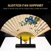 Decorative Plates Fan Stand Holder Display Hand Folding Chinese Japanese Wooden Held Rack Stander Wood Base Decor Standing Holders