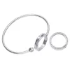 Bangles 5pcs/lote de 25 mm de aço inoxidável redonda memória redonda Memória Living Medaillon Photo Locket Bangle para femme pulseras mujer jóias