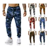 Cor camo camuflagem calças de carga homens mulheres casuais streetwear bolsos jogger azul tático sweatpants hip hop calças 201118