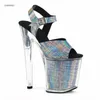 Zapatos de vestir Nombre neto Sandalias de baile en barra para mujer Auténticos tacones de aguja de 20 cm Moda 3-14 15 BBZAI