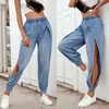 Femmes Jeans Mode Femmes Casual Lâche Dames Taille Haute Denim Split Jambes Pantalons De Sport Coréen Streetwear Mujer L42 Drop Livraison Appa Dhqts