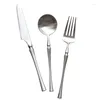 Flatware Sets 3/6pcs Europe 304 Stainless Steel Chopsticks Spoon Set Long Handle Flat Non-slip Dessert Spoons Dinnerware