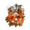 Decorative Flowers Harvest Fall Wreath Pumpkin Hanger Thanksgiving Front Door