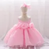 Robes de fille Robe de Noël à grandes fleurs pour bébés filles - Princesse de baptême pour bébés de 0 à 2 ans 1er anniversaire et fêtes de mariage