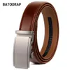 Belts Fashionable Mens Belt Authentic Leather High Quality Alloy Buckle Automatic Trouser Belt 35MM Wide Brown Ratchet Belt TZP-QS011 Q240401