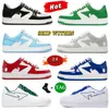 Mężczyźni kobiety swobodne buty STA Low Sneaker Court Designer Nigo Bathing Małpy platforma buty męskie Shark Czarny patent skórzany zielony ABC Camo Women Treakers