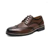 Casual Shoes Luxury Designer Man äkta läder snörning upp derby chunky brogues retro plattform oxford för män stor storlek 38-46