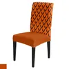 Housses de chaise Halloween Bat Texture Orange salle à manger Spandex housse de siège extensible pour mariage cuisine Banquet fête Case