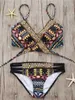 Kobiety stroju kąpielowego 2022 Seksowne bandaż Aztec Biquini String Strappy Swimsuit Plaży garnitur kąpielowy Brazylijski bikini J240330