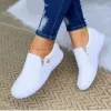 Skor damer Flat Shoes Fall 2023 Hit Zipper Wedge Ballet Shoes Fashion Pu Design Canvas Loafers Denim Round Toe Sneakers Plus Size 43