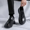 Chaussures décontractées à lacets pour hommes, en cuir véritable, Style britannique, noir, Business, haute qualité, robe quotidienne, printemps-automne, 2024