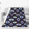 Blankets Evil Eye Print Flannel Blanket Quality Warm Soft Protect Me Bedding Throws Winter Travel Couch Chair Sofa Bed Novelty Bedspread