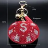 Porte-clés Argent Dollar Signe Rond Porte-clés Femmes Hommes Gland Alliage Strass Charmes Porte-clés Porte-Anneau Sac Accessoires Bijoux K4912S05