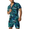 11 färger Mens modeavtryck set lapel kort ärm avslappnad skjorta strand shorts set sommarlovet hawaiian kostymer s-5xl 240321