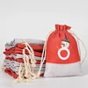 Present Wrap Sack Advent Calendar Countdown Väskor 24 dagar Återanvändbar säckväv DIY Rolig semester jul för livsmedelsbutik