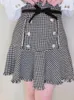 Doce feminino estudante houndstooth arco veludo saia curta outono e inverno elegante cintura alta magro fishtail saias para mulher 240401