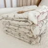 3 pezzi set biancheria da letto vintage floreale mussola di cotone per bambini culla biancheria da letto copripiumino lenzuolo federa senza imbottitura 240322