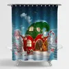 Rideaux de douche Noël hiver maison de fée à Noël en forme de chapeau d'elfes décor artistique chic enfants et enfants ensemble de rideaux de salle de bain