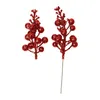 Flores decorativas 20 piezas de acebo artificial dorado/plateado/rojo simulación decoración de flores de Navidad mesa de fiesta de boda fruta Acacia frijol