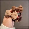 Hair Rubber Bands 30Pcs / Lot Bandes de caoutchouc de cheveux Automne Hiver Style coréen Café Kaki Coiffe P Femmes Bowknot Pin Femelle Cravate J Dhs6Q