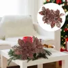 Dekoratif Çiçekler 12 PCS Noel Glitter Poinsettia Noel Çelenk Çelenk Tatil Dekorasyonu (Karanlık Kahve)