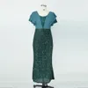 Plus Size Abendkleider für Damen, modisch, V-Ausschnitt, kurze Ärmel, grüne Kleider, elegante Pailletten, elegante Damenkleider 240322
