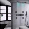 Bathroom Shower Sets Matte Black Colorf Led Head Ceiling 62X32Cm Thermostatic Rainfall System Set Drop Delivery Home Garden Faucets Dhn6F