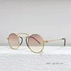 Lunettes de soleil rondes pour femmes, petites marques de styliste, cercle dégradé, miroir, monture métallique, Cool, chaîne, 2024