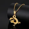 Hip Hop nouveau produit douze pendentif Dragon du zodiaque Style chinois plaqué or Ins collier