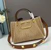 2024 디자이너 Lafitee Grasss 여성 밀짚 짠 가방 핸드백 해변 가방 토트 쇼핑 Lafite Woven Travel Crossbody Shoulder Purse