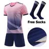 Hommes Enfants Survetement Football Chemises Shorts Avec Poches Uniformes Garçons Filles Football Tops Ensembles Vêtements Adulte Survêtement Bleu 240315