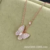 Designer High Version Van Butterfly Collana a diamante Full Diamond per donne 18k rosa oro placcata con ciondolo a catena del colletto trasmissione in diretta