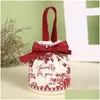 Gift Wrap 1Pc Red/Green Birthday Party Cloth Bag With Handle Canvas Bags Wedding Candy Kids Packaging Supplies Drop Delivery Dh4Pl