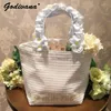 Sacs à cosmétiques brodés petite marguerite, sac à main pour dames et filles, fourre-tout doux, boîte à déjeuner Lolita pique-nique de mariage, cosmétique pour femmes