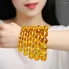 Charm Bracelets Myanmar Golden Pearl Circle 108 Buddha Beads Amber Hand String Water Purification Necklace For Men And Women Corrente