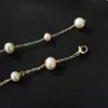 Anklets New Fashion Freshwater Pearl 24K Gold Plated Womens Necklace Sexy Pearl Necklace Bikini Cream Chain Body JewelryL2403