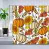 Duschgardiner Autumn Farm Thanksgiving Curtain Set Pumpkin Watercolor Sunflower Badrum Deco Polyester Tyg Hook