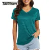 TACVASEN, camisetas con cuello en V que absorben la humedad, camisas de verano de secado rápido para mujer, camisetas de entrenamiento para atletas, camiseta informal ligera 240318