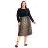 Vintage plus -size rokken voor vrouwen Luipaardprint Comfortabele casual High Taille Rechte Stretch Lange rok 4xl 5xl 6xl 8xlh123 240328