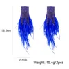 Dangle Earrings Bohemian Exaggerate Big Feather Blue Vintage Long Tassel For Women Ethnic Style Statement Jewelry 2024 Trend